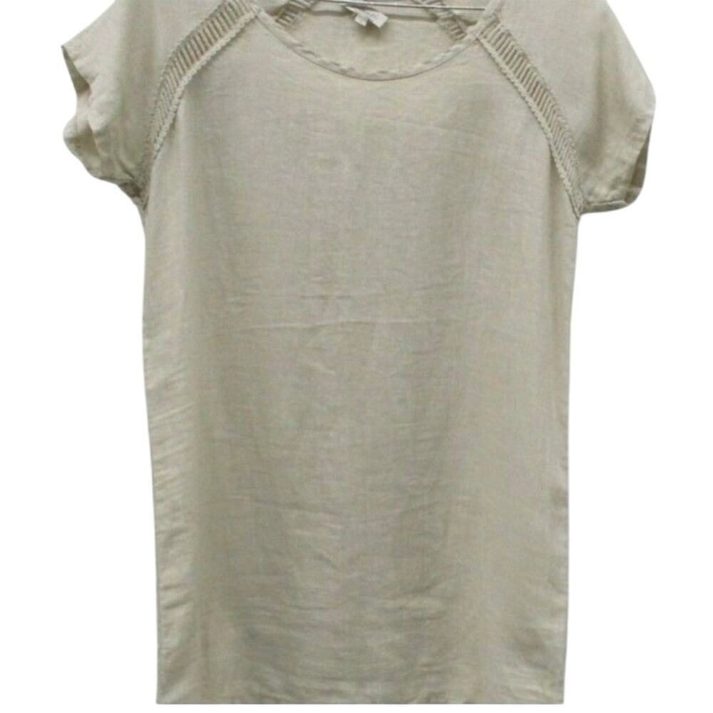 Bellambia Beige Short Sleeve Linen Midi Dress Size Large